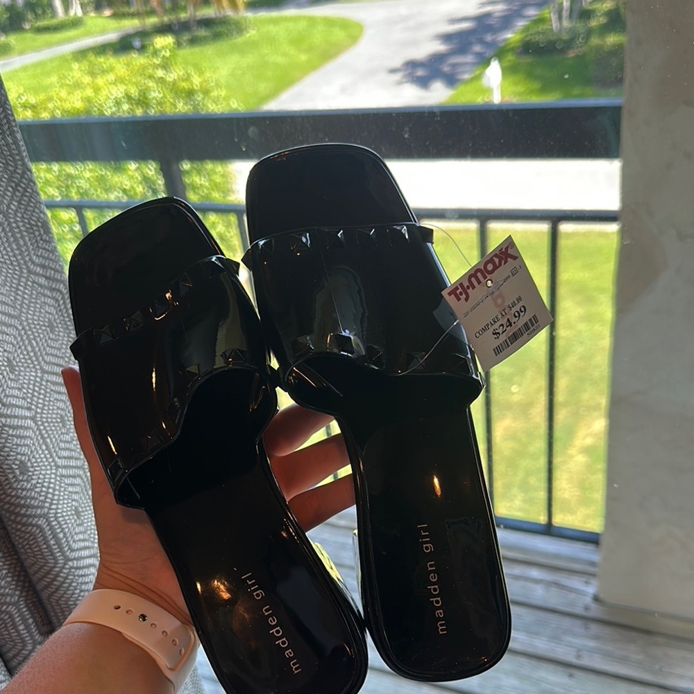 Madden Girl Black Slide Sandals